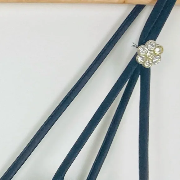 Vintage 90s Y2K strappy back velvet column dress with front slit. - Picture 5 of 11